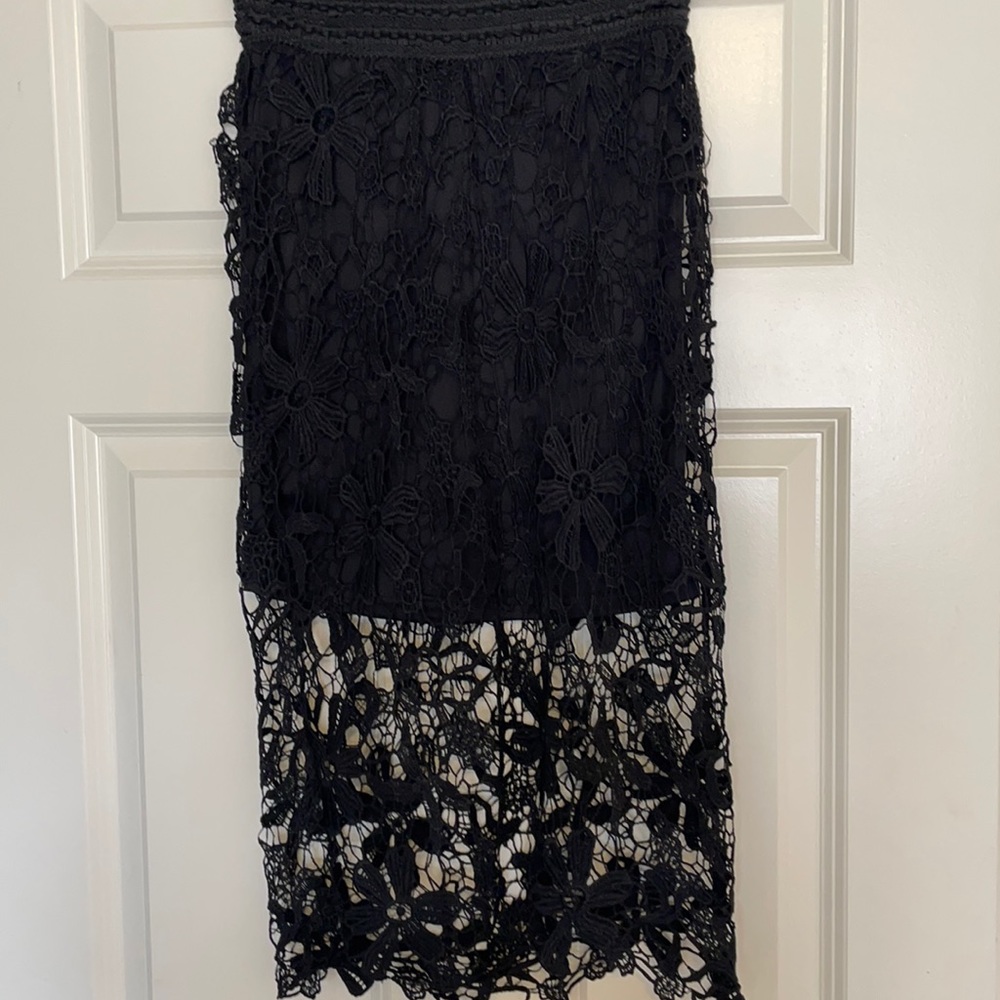 embroidered black midi skirt, very pretty for every event, double layered